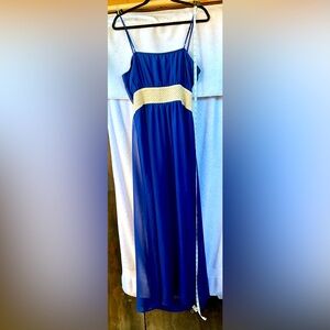 Charming Charlie S/L SLD Crochet Dark Blue Fall Dress; NWT; L